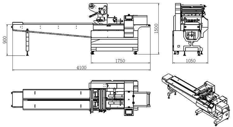 Door Handles Hardware Horizontal Flow Wrap Packing Machine 25μM 810kg CPP Film