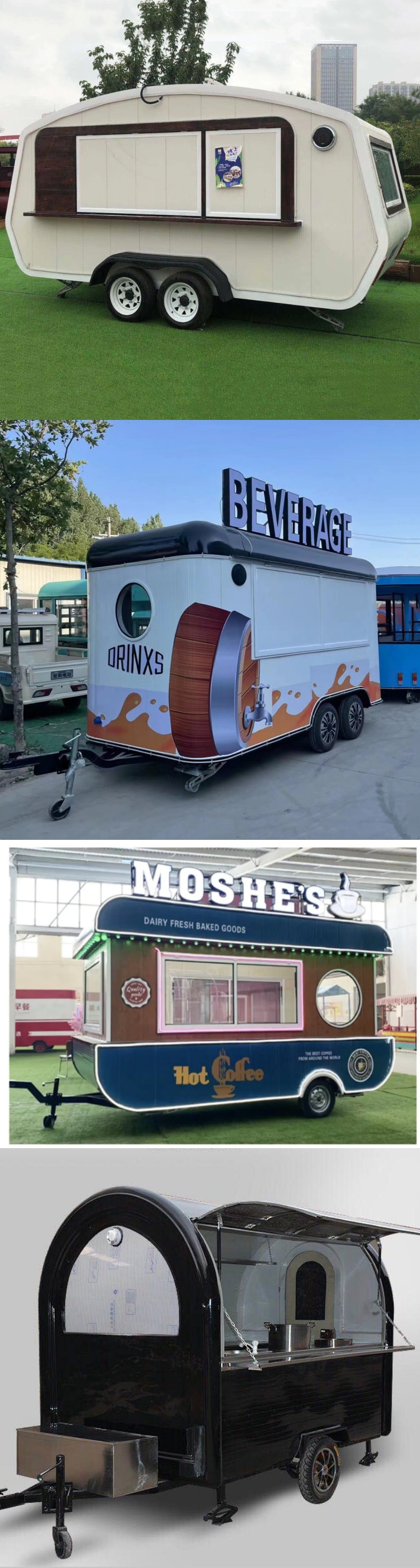 110v/220v Meat Processing Plants Drivable Crepe Trailer Food Truck Cafe with Full Kitchen