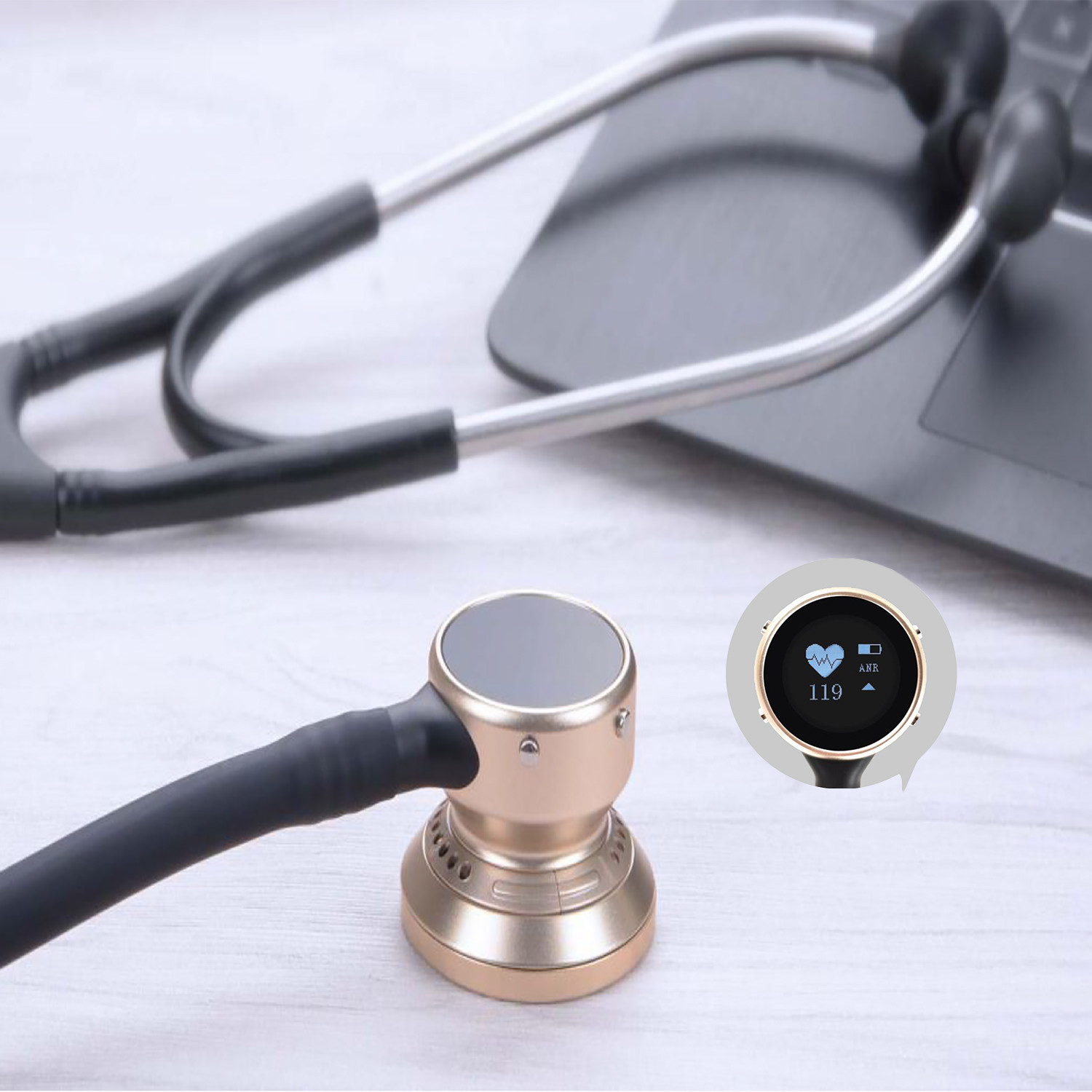 Sound Tracks Recording Digital Smart Stethoscope With Bluetooth And APP