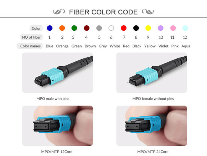 OM2 3.0MM Female To Female MTP MPO Fiber Cable