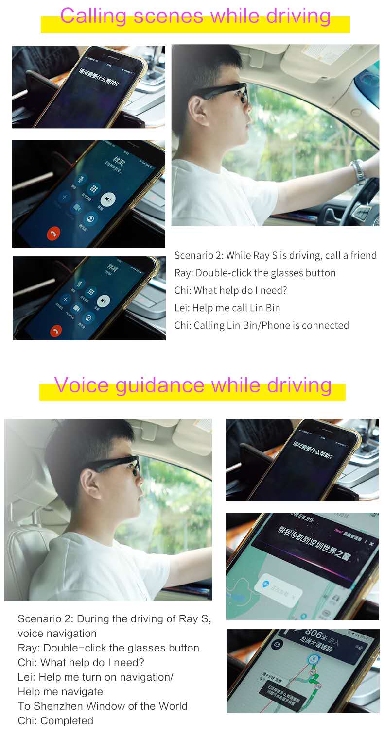 Smart Music Glasses AR Glass Wireless Bass with Microphone Glasses for Listening to Music and Making Phone Calls 50" - 80" FCC