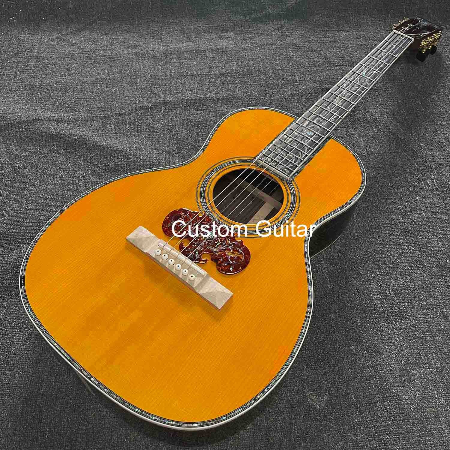 6 strings custom OEM solid wood acoustic OO guitar 38 inch body ebony bridge