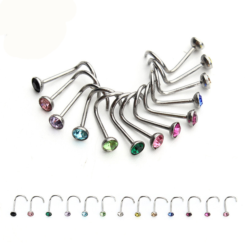 Stainless Steel Crystal Rhinestone Nose Rings Nose Studs Hooks Body Piercing Faux Nariz Percing Nez