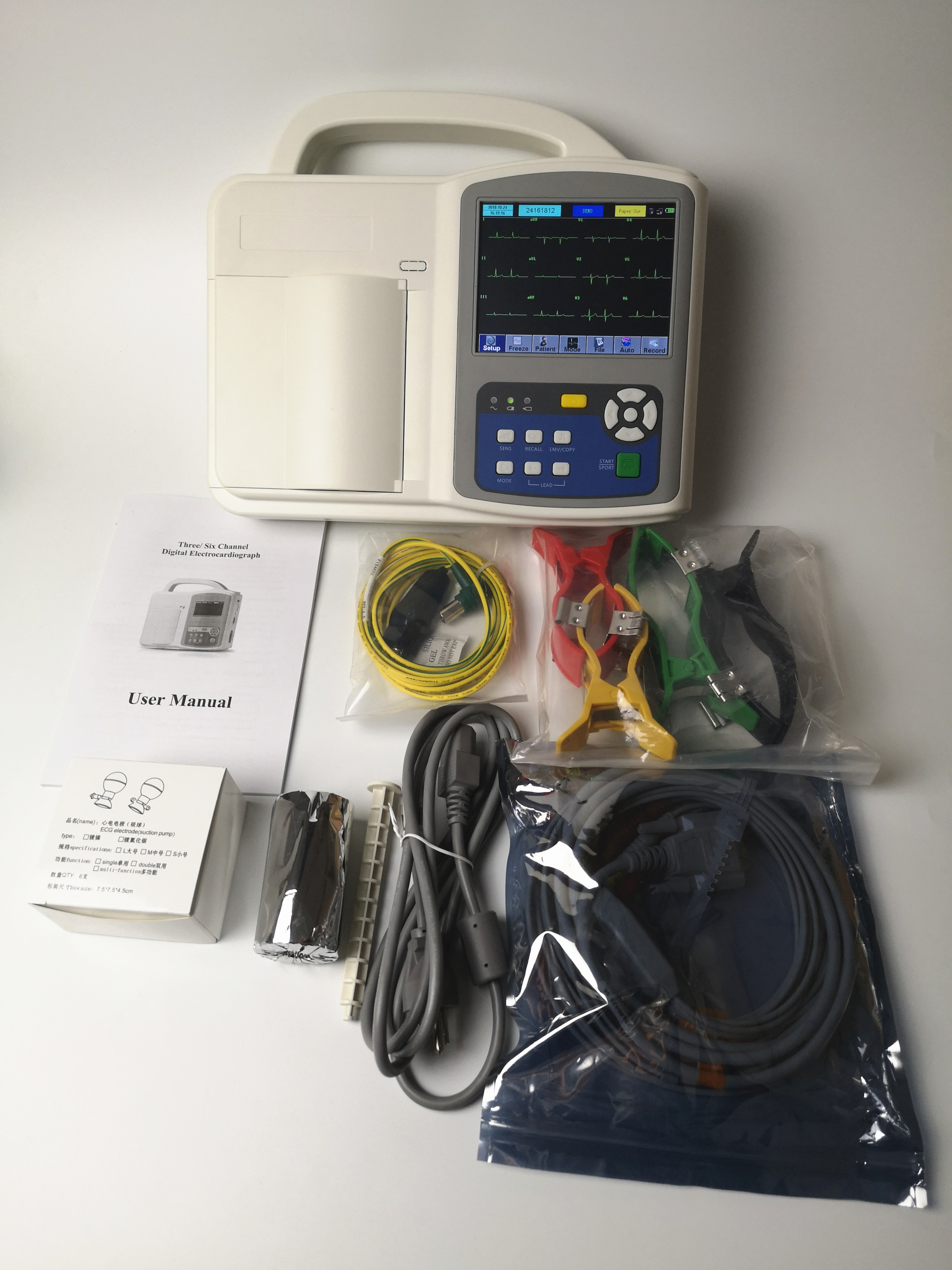 CE ISO Touchscreen 6 Channel Digital ECG Machine Medical EKG Machine