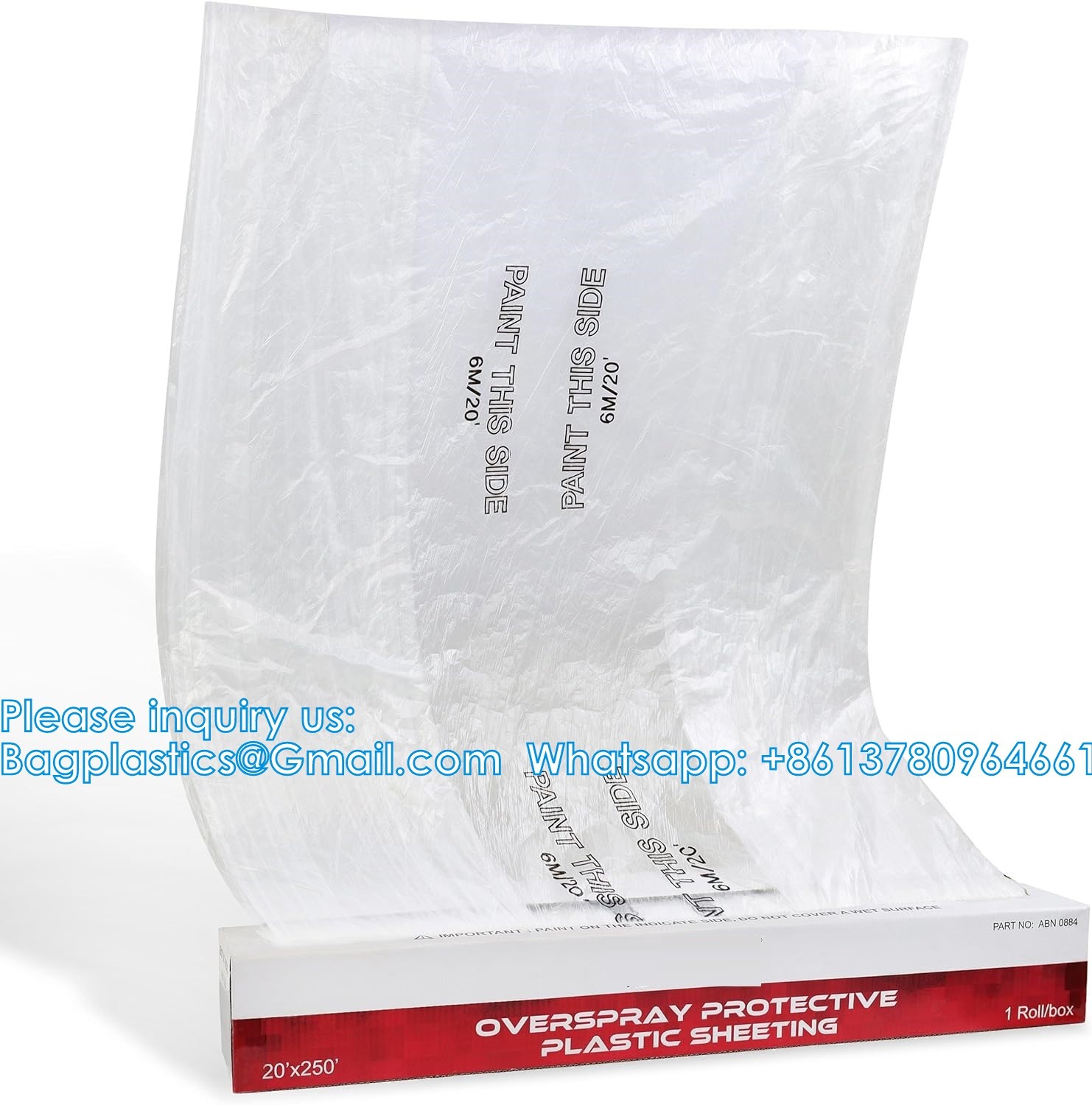 Overspray Paintable Plastic Sheeting - 10 Micron, Protective Masking Film Cover - Auto Car Painting, Bodyshop