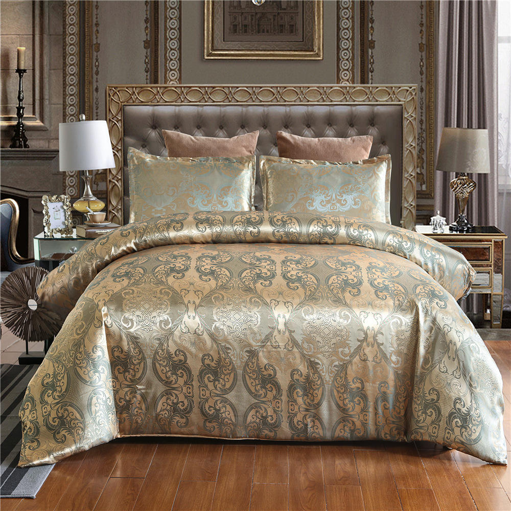 National Standards Color Fastness Grade Satin Silk Hotel Bedding Sets in European Style