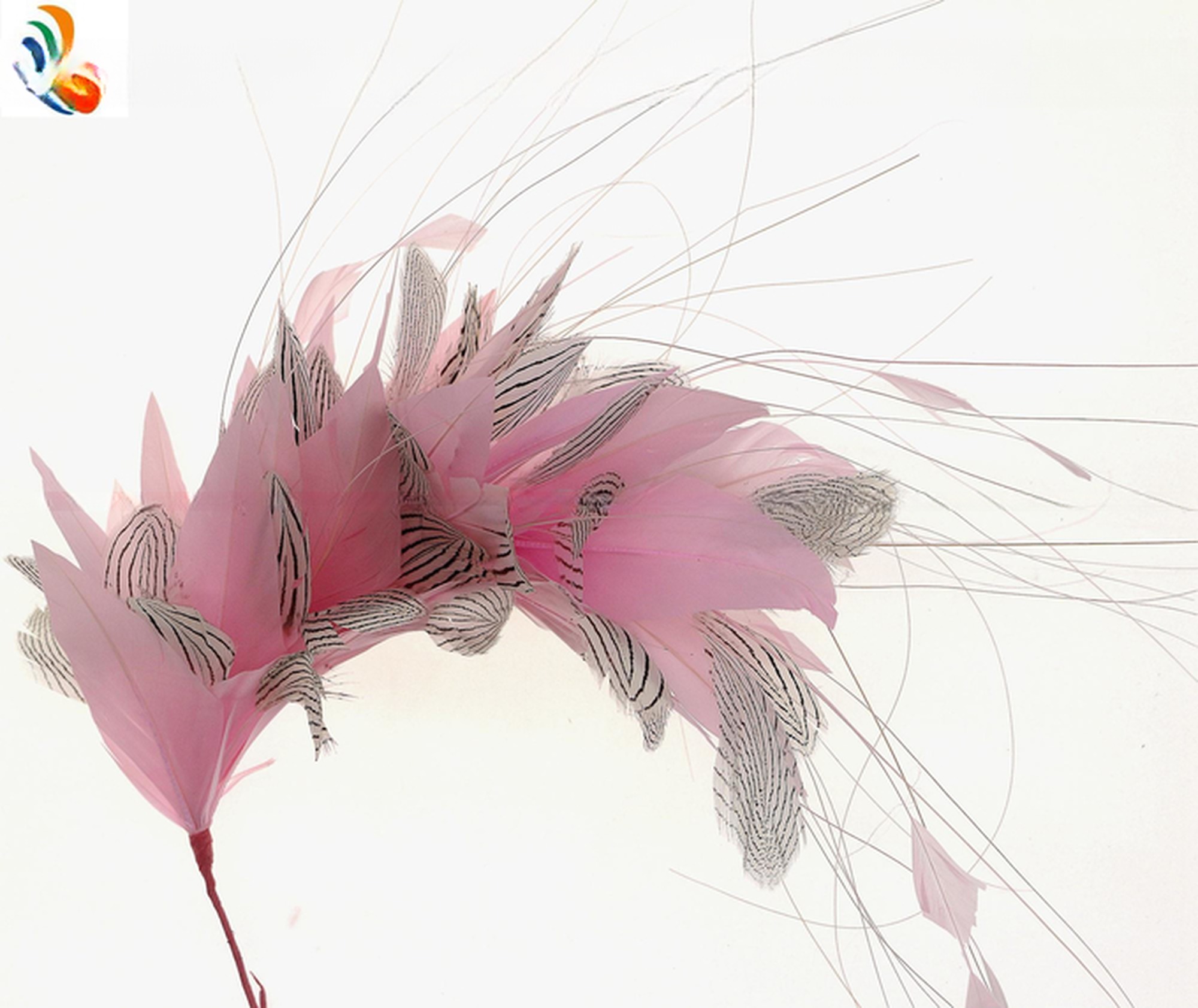 Event Party Supplies Silver Pheasant Feather Flower Mount with Wire Accessory
