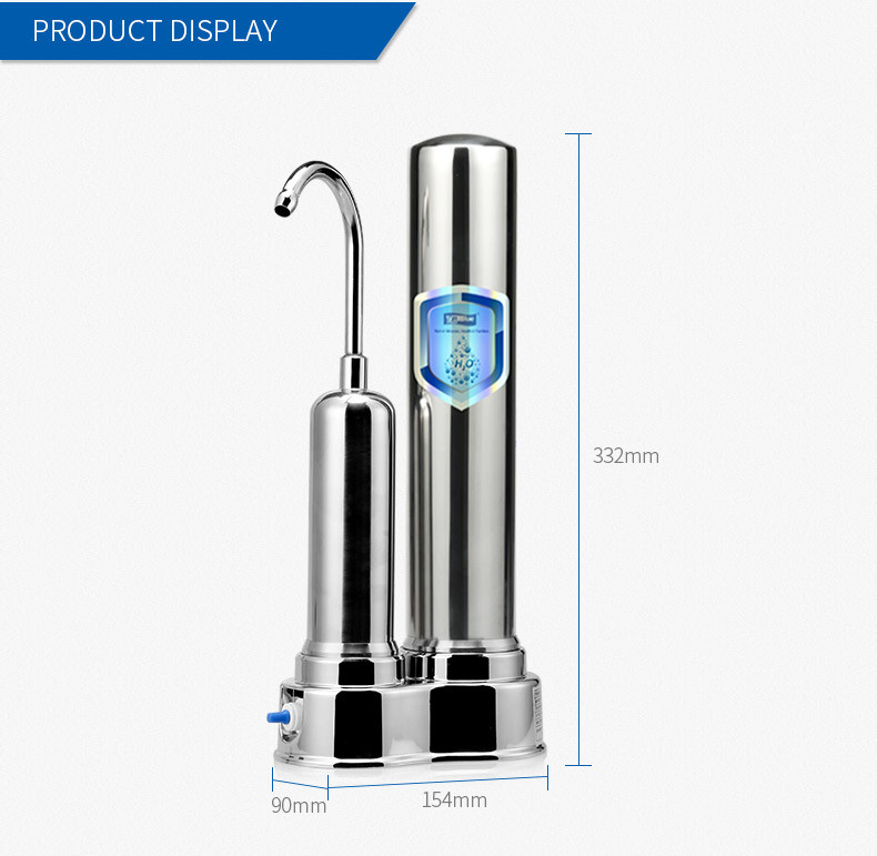 SS304 Housing Mineral Countertop Kitchen Water Filter For Remove Chloride