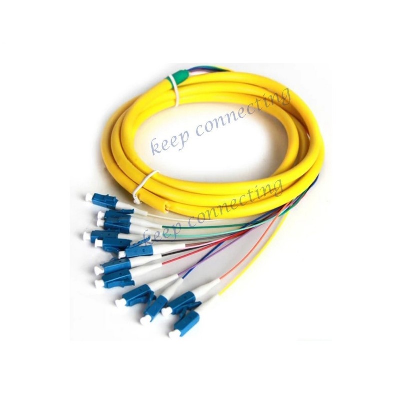 LC UPC Single Mode Single Core Fiber Optic Pigtail LZH/PVC 12cores for FTTH Network