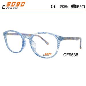 Oval 2018 CP injection optical spectacle frame,pattern on the temple and frame