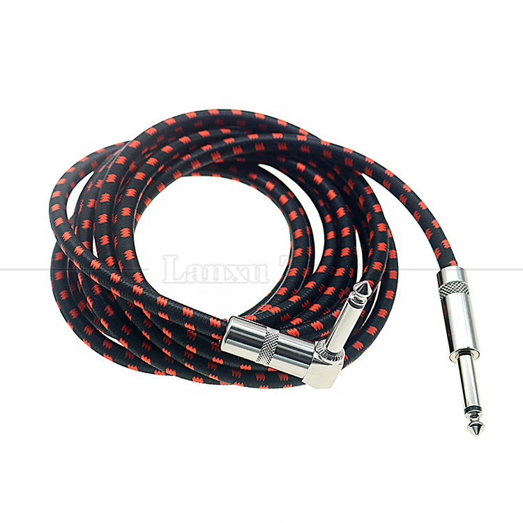 3ft 10ft 3m 5m 1/4 6.35mm Mono TS Right Angle Jack Electric Instrument Accessory Amp Effect Amplifier Guitar Patch Cable