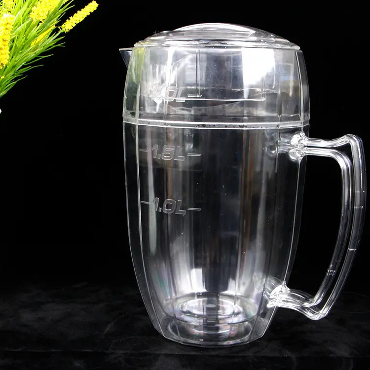 2L Double Wall Water Pitcher With Lid Covered Airtight Milk Juice Pitcher Plastic