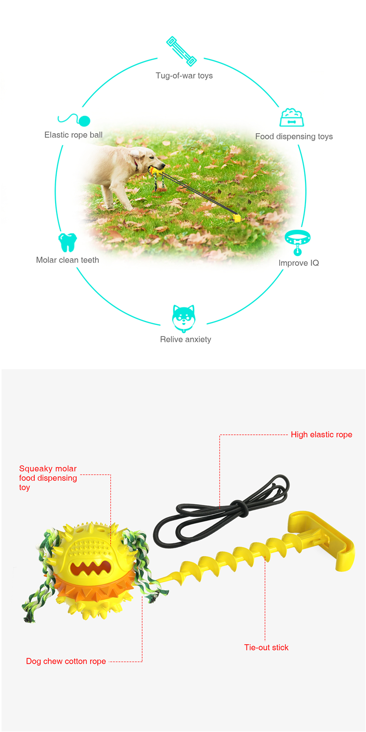 ABS Elastic Dog Chew Toy Interactive Outdoor Drawstring Ball