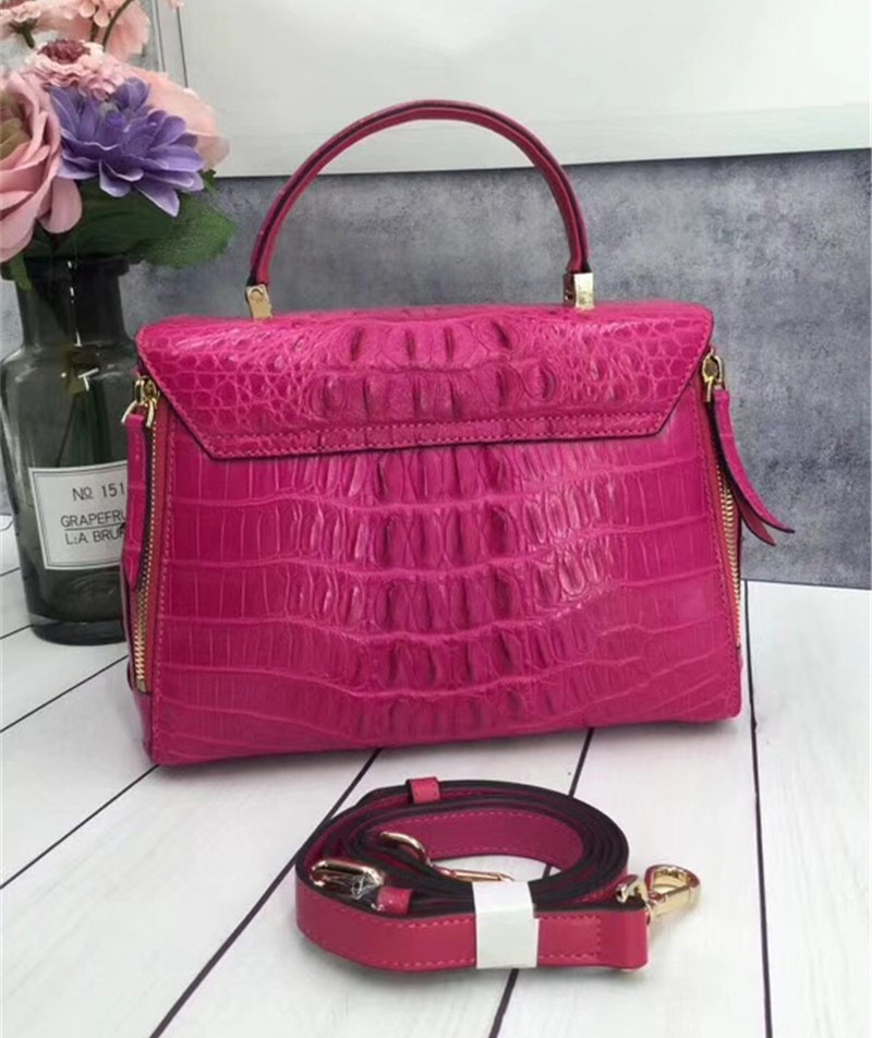 Exotic Genuine Crocodile Skin Woman Orange Purse Authentic Alligator Leather Lady Handbag Female Crossbody Shoulder Bag