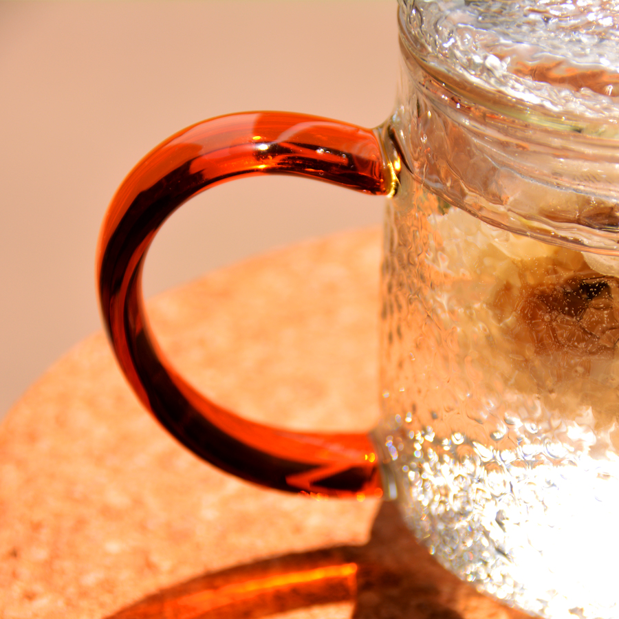 Handmade Glass Tea Mug With Embossed pattern High Borosilicate GlassTea Cup Tumbler Drinking Glasses