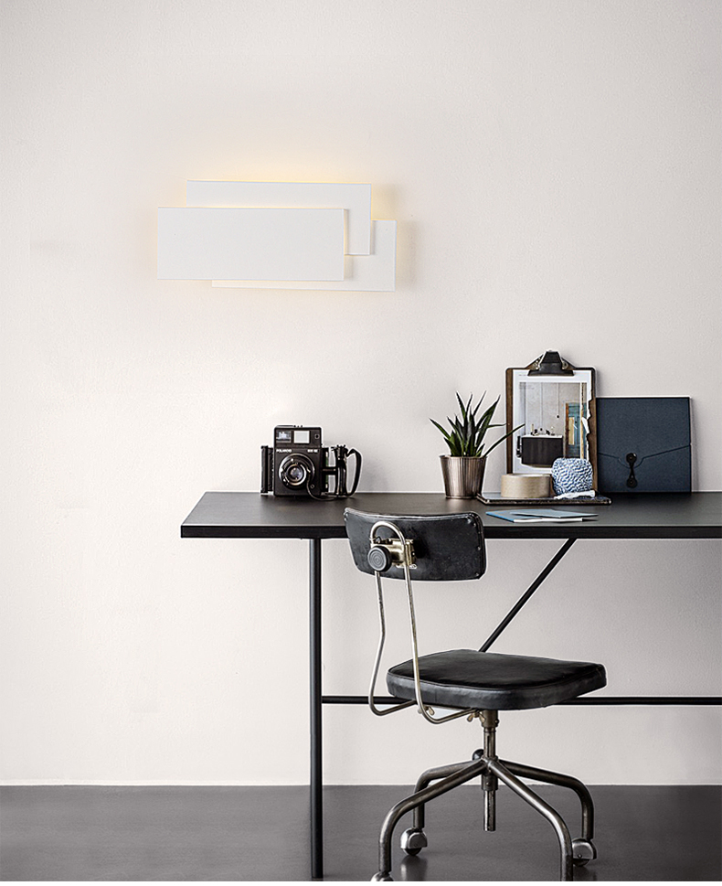 Modern Creative square wall lamp living room staircase bedroom bedside Black/white wall light(WH-OR-259)