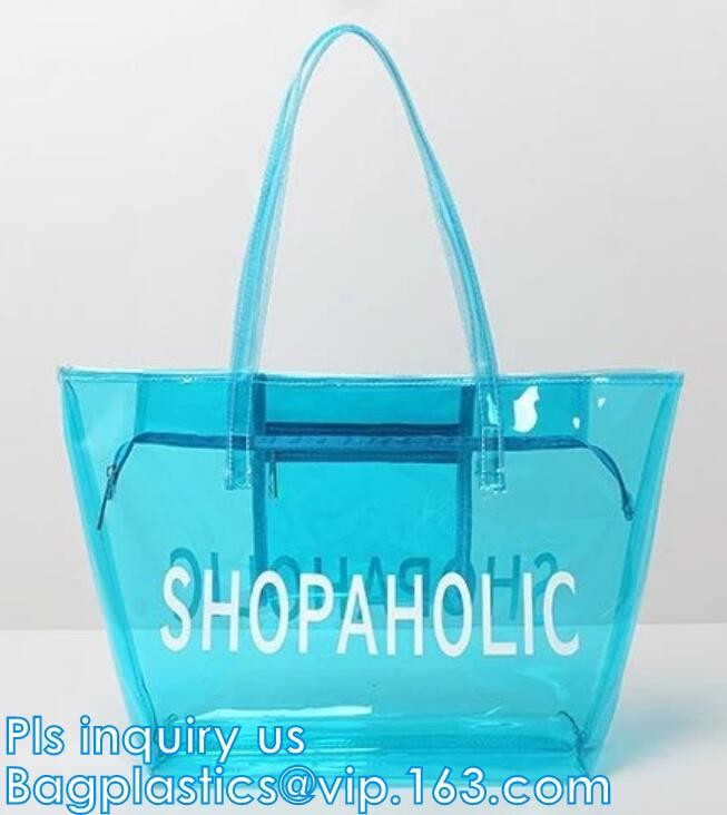 Fashion woman full print pvc private label handbag manufacturer, PVC Transparent Handbag Women bag, student pack swimmin