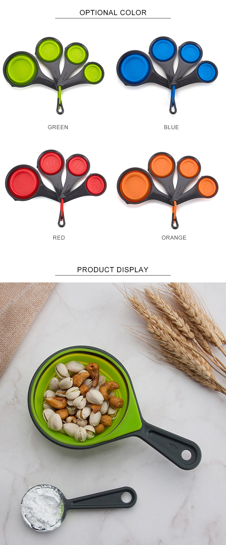 Collapsible Silicone Measuring Cups And Spoon Set