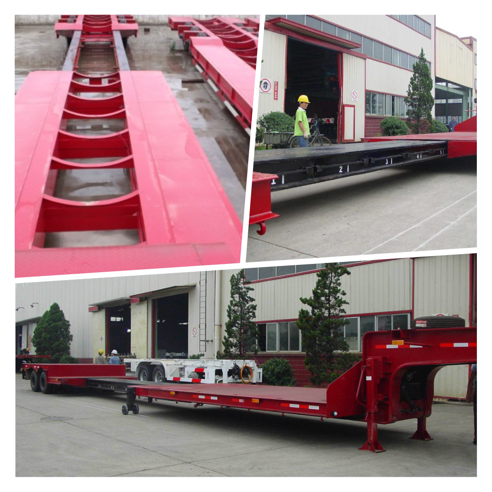 4 Axle Extendable Low Bed Trailer with 90 /50 King Pin and Heavy Duty Landing Gear