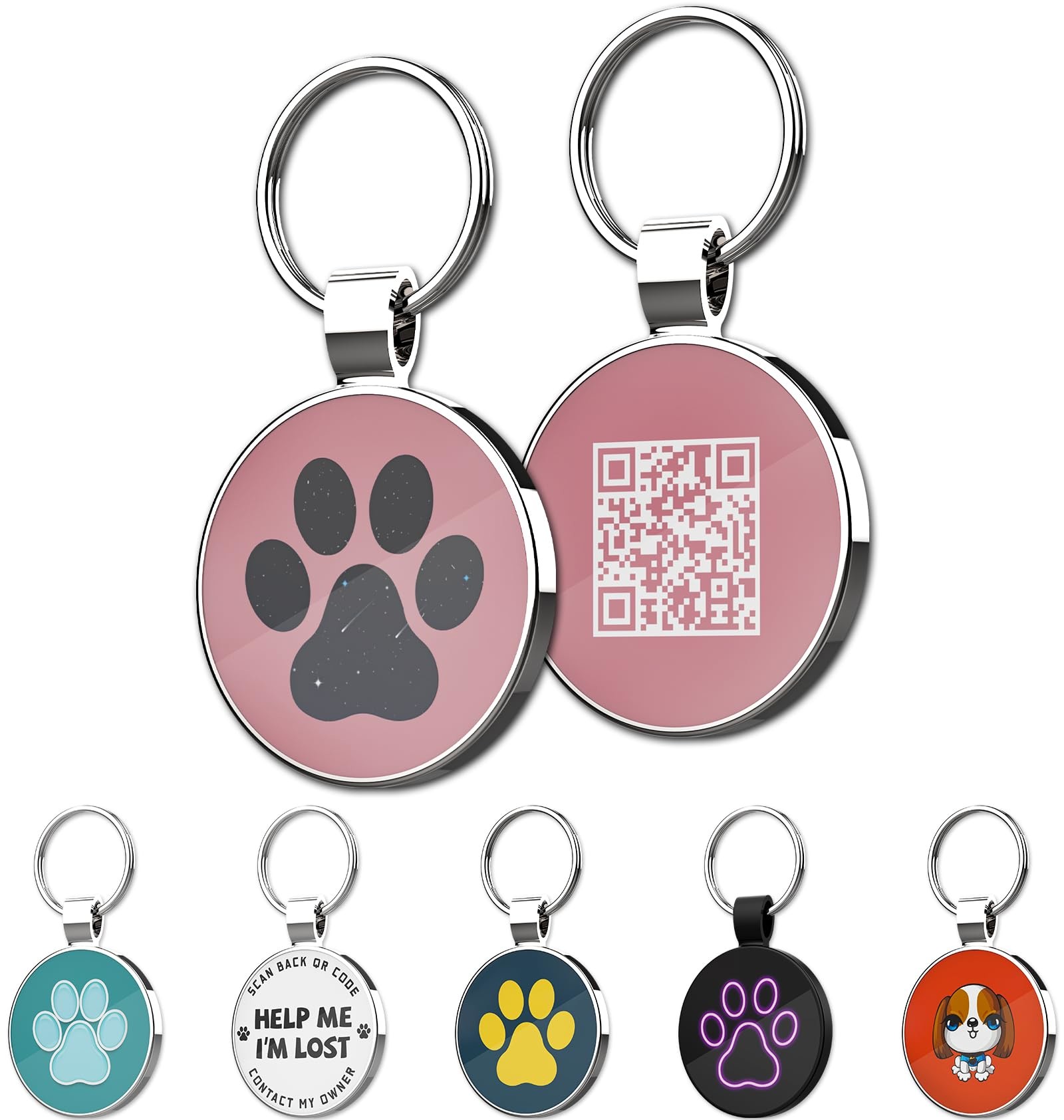 Engraved Pet Tags Dog ID Tag Ring 2D Easy To Use With QR Code Laser