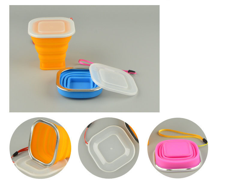 Stainless steel circle silicone folding expansion cup outdoor portable mouth 9*8*4.5cm