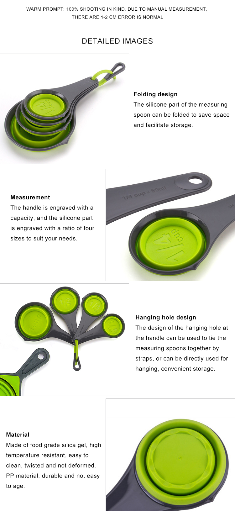 Collapsible Silicone Measuring Cups And Spoon Set