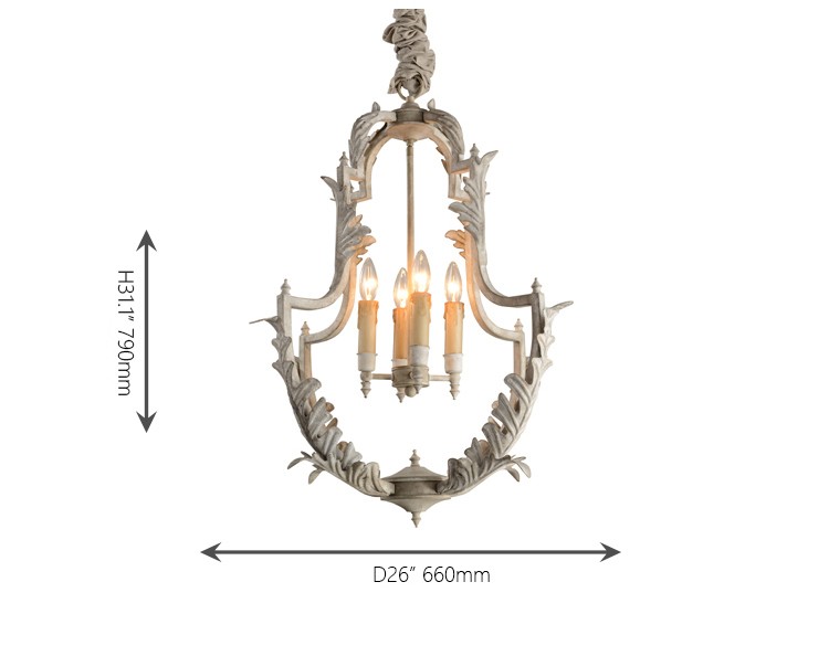 White rustic wrought iron chandelier (WH-CI-48)