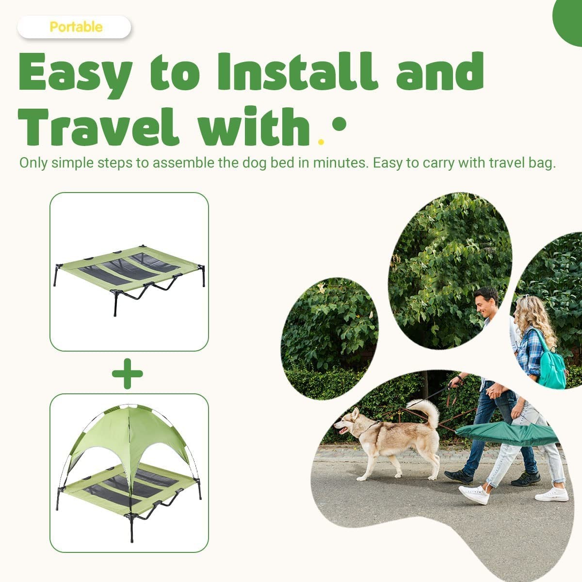 600D Oxford Portable Raised Outside Portable Dog House for Large Dogs