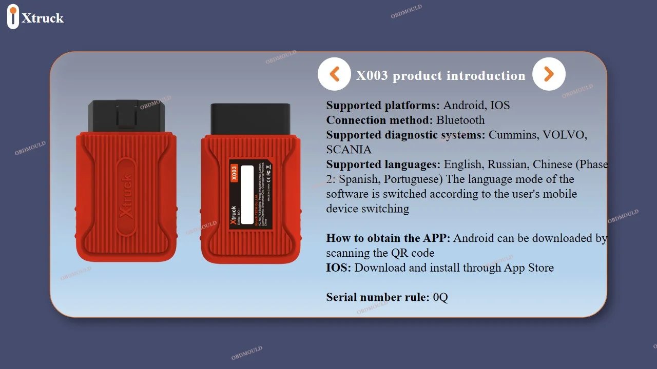 Xtruck X003 Bluetooth Connection 3-in-1 Truck Diagnostic System For Vol-vo/Sca-nia/Cum-mins