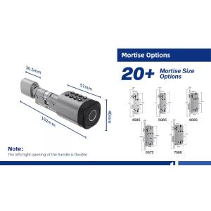 Adjustable WiFi BLE Digital Door Lock Smart Cylinder With Mechanical Key