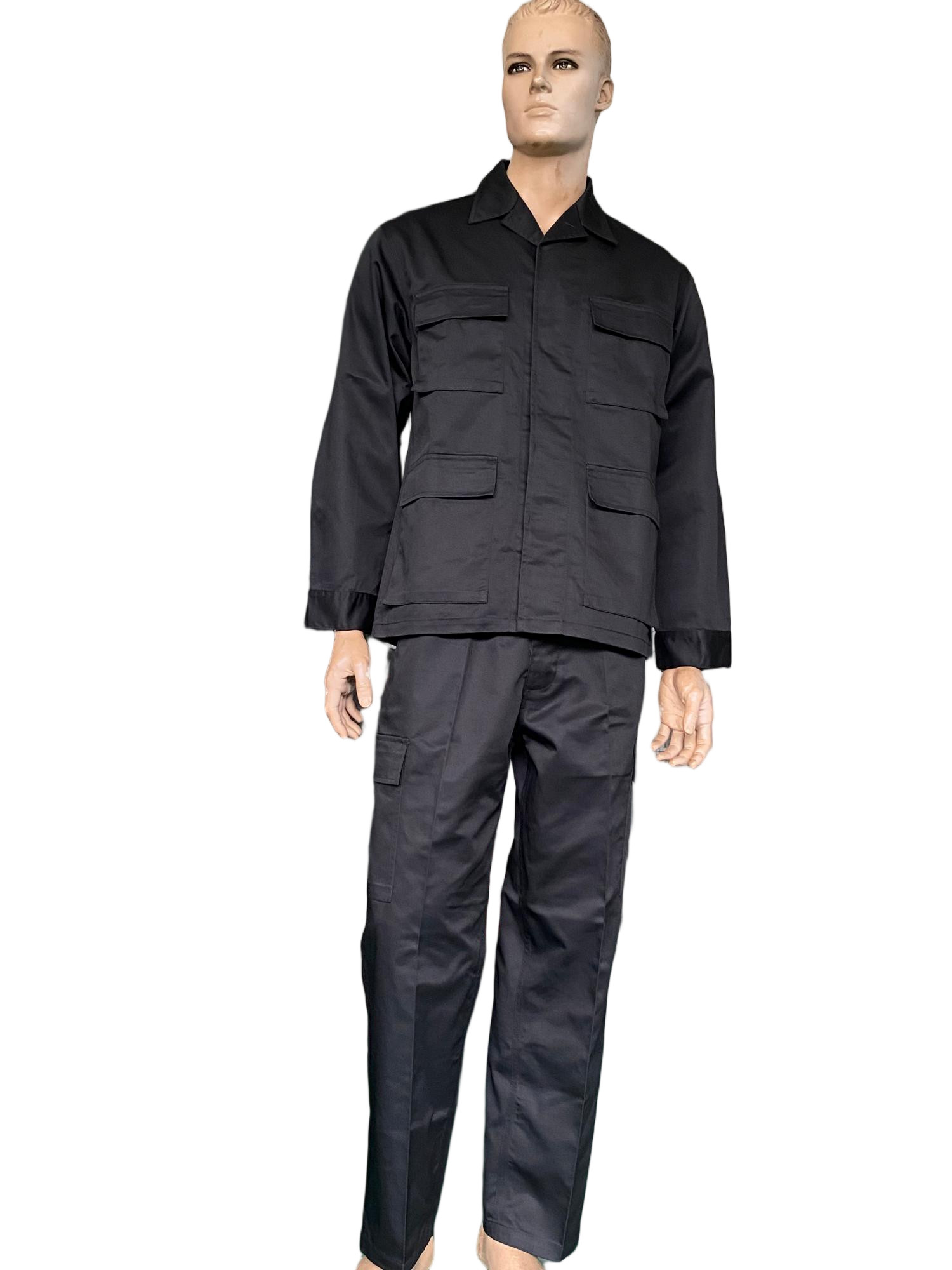 Black Ceremonial Uniform Set Casual Comfortable Top with Neat Straight Pants 45 Wool 55 Polyester