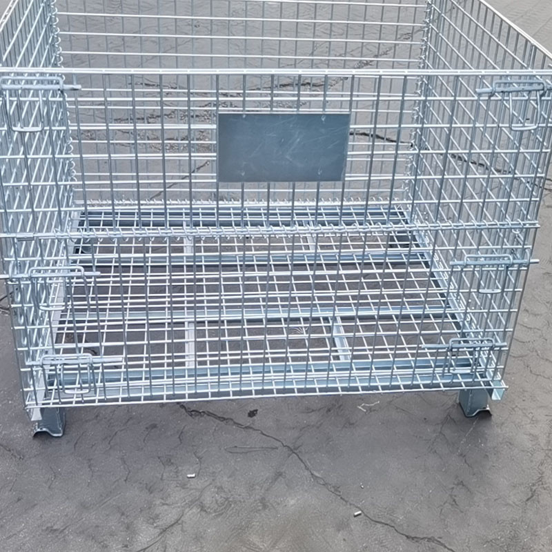 Stacking Folding Steel Wire Container Galvanized For Transfer And Storage
