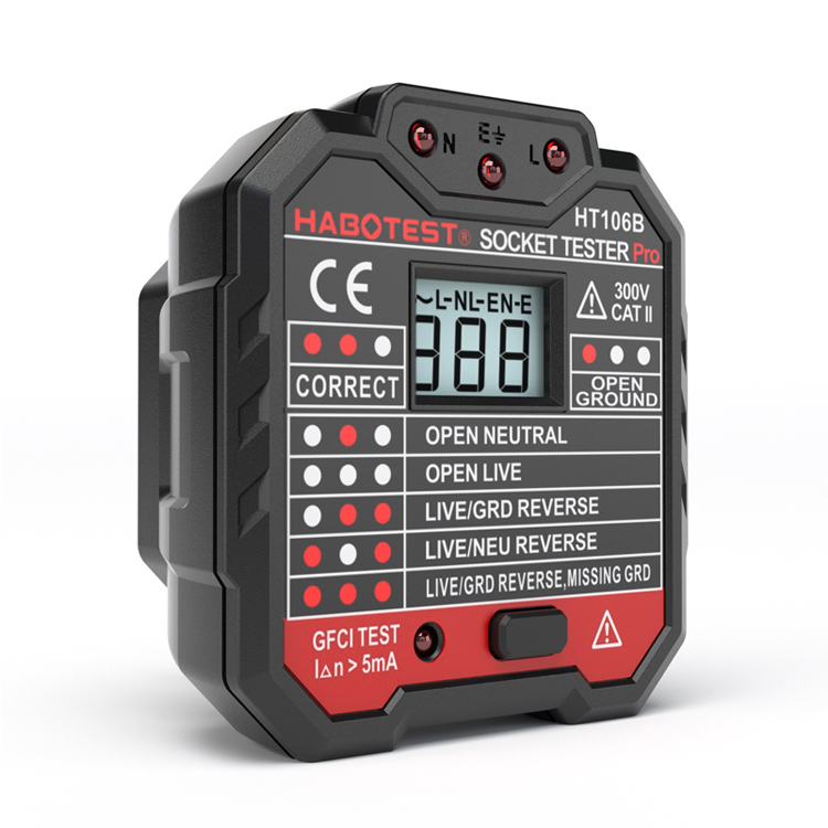 HT106 110 / 220 Volt Outlet Tester , Wall Socket Tester For Voltage Measurement