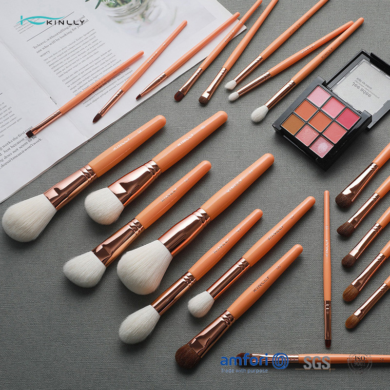 22pcs Wooden Handle Makeup Brushes With Natural Hair And Wooden Handle