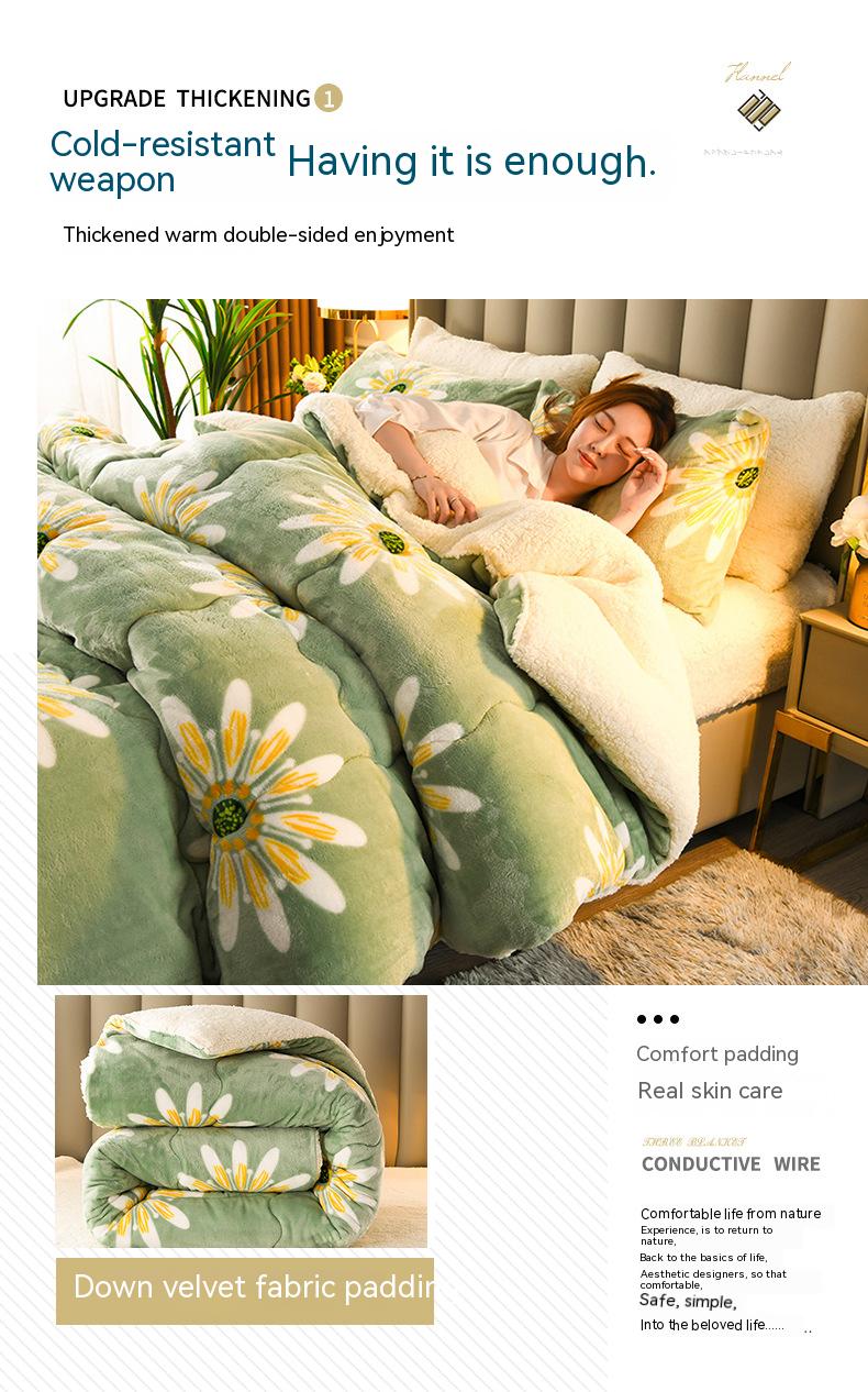 Customized Size Bedding Set Thickened Warm Lamb Fleece Quilt with 100% Polyester Fabric