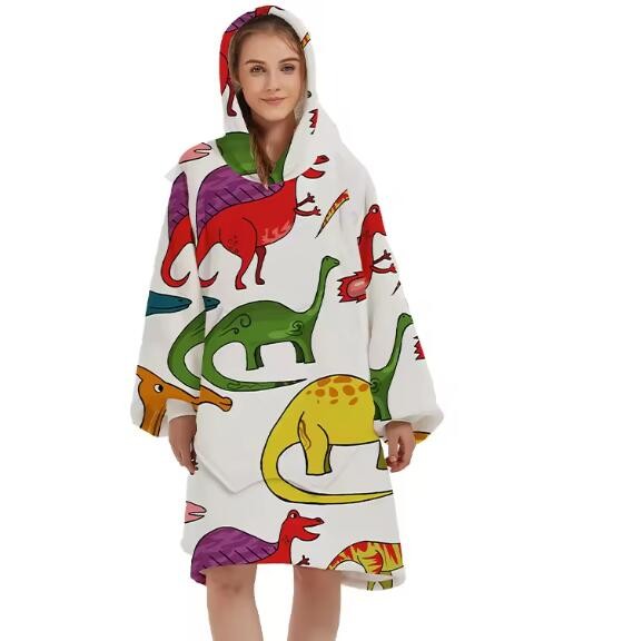 Winter Oversized Hooded Blankets With Sleeves Fleece Sample Available