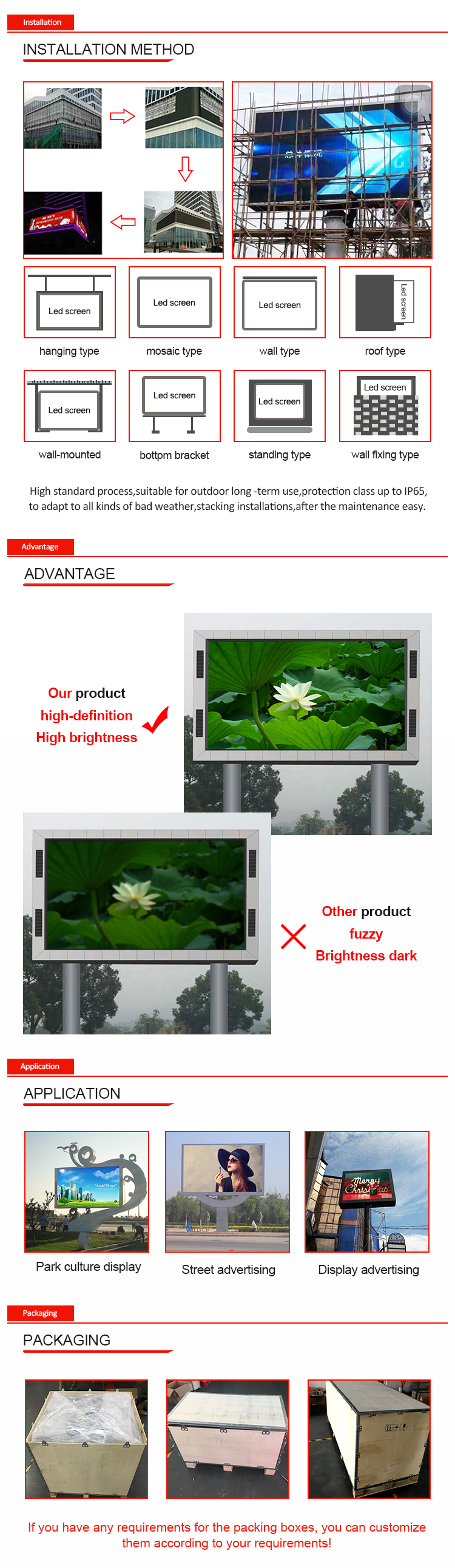 Street 960x960mm IP65 Waterproof Large LED Signs Double Sided P8 Advertising