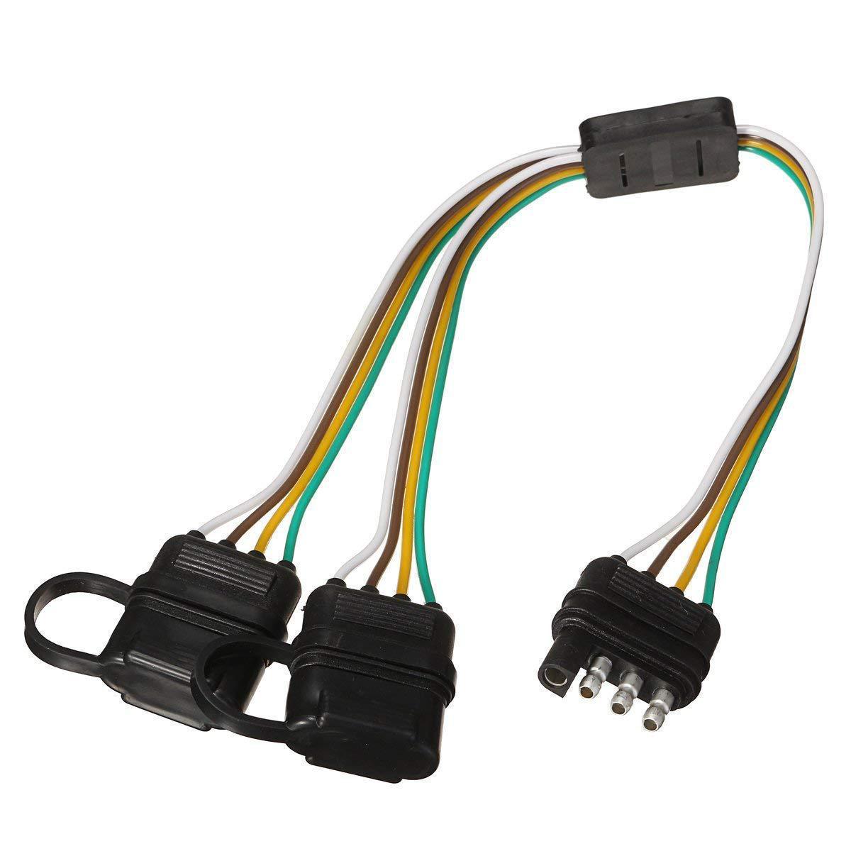Customized Length 4 Pin Flat Y-Splitter Trailer Cable Male to Female Wire Extension