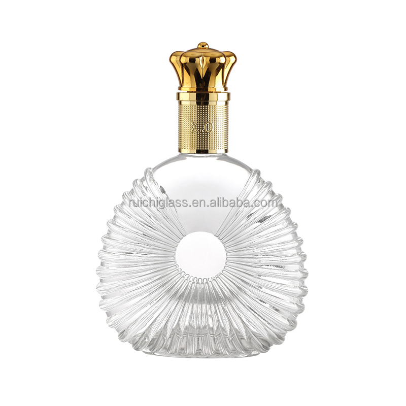 Beverage Hot Stamping Surface Handling Brandy Glass Bottles with Cap 500ml 750ml