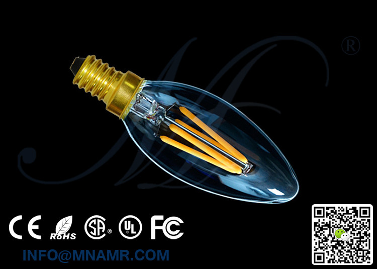 New Arrival 360 Degree Beam Angle E14 4Watts CE RoHS FCC SAA UL Led Filament Bulbs Filament Lamps Filament Lights