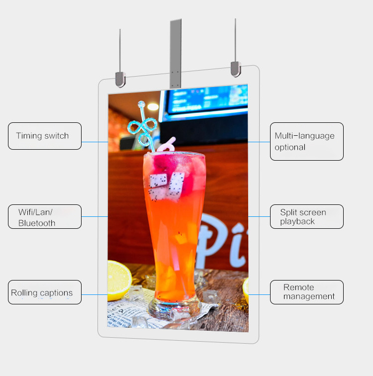 Shop Digital Window Display Wifi 49inch Clear Ceiling Hanging Double Sided