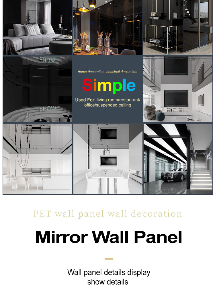 Environment Friendly Interior Bamboo Charcoal Mirror Wall Panels PVC Mirror Wood Veneer