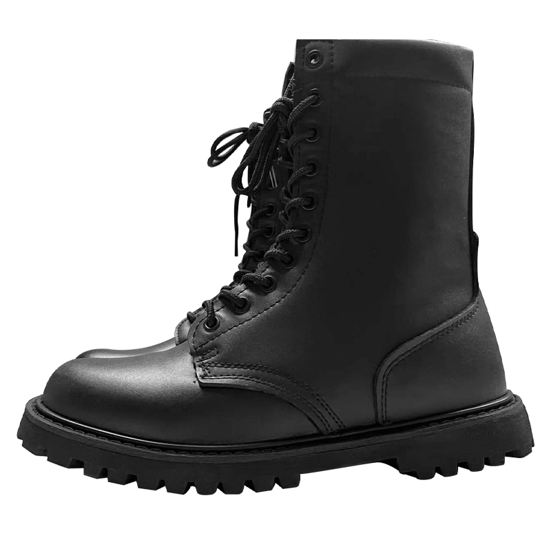 Logo Up-lace Long Cowhide Leather Safety Boots with Hard Toecap and Smashing Rubber Sole Sizes 36-47