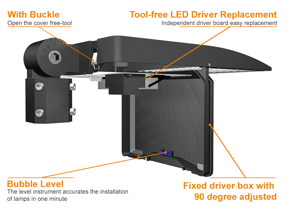 200W LED Shoebox Light IP66 Powerful Road Lighting Bridges Park 150LM/W