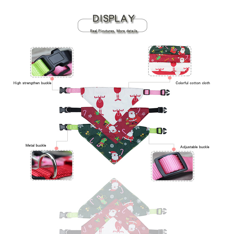 C507 Wholesale Christmas Custom Printed Personalized Diy Logo Adjustable Dog Pet Bandana Collar