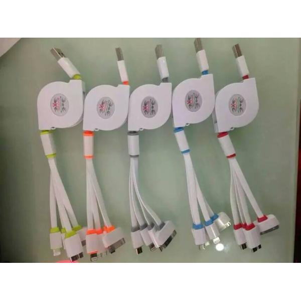 Quality long to short changing high speed cable 4 in1 USB cable for iphone ,samsung & v3 for sale