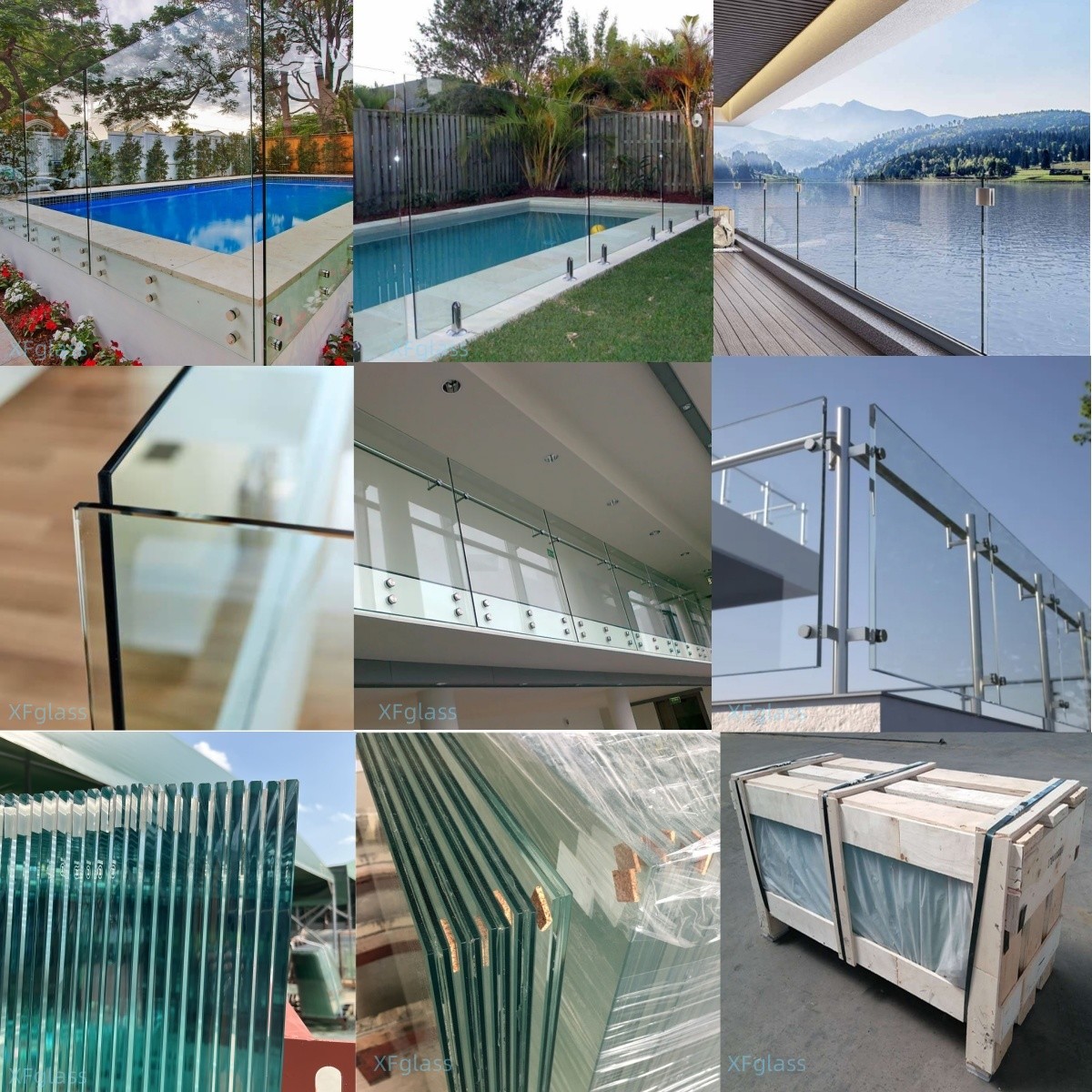 Frameless Glass Balcony Balustrade 12mm Thick Toughened Glass Balcony Railings Ultra Clear Colorless Tempered Glass Handrail