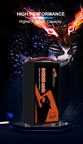 22.2V Solid State Drone Battery 6S 54000mah Lipo Battery 10C -40-45C for