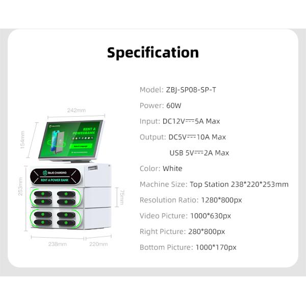 Multi Device Charging Station With Touch Screen an Embedded POS Stackable Station With Screen 8 Slots Phone Charging Station