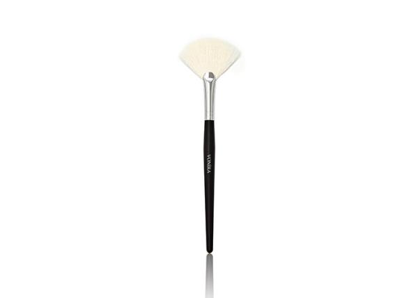 Small Fan Luxury Makeup Brushes Pure Nature White XGF Goat Hair , Nature Ebony